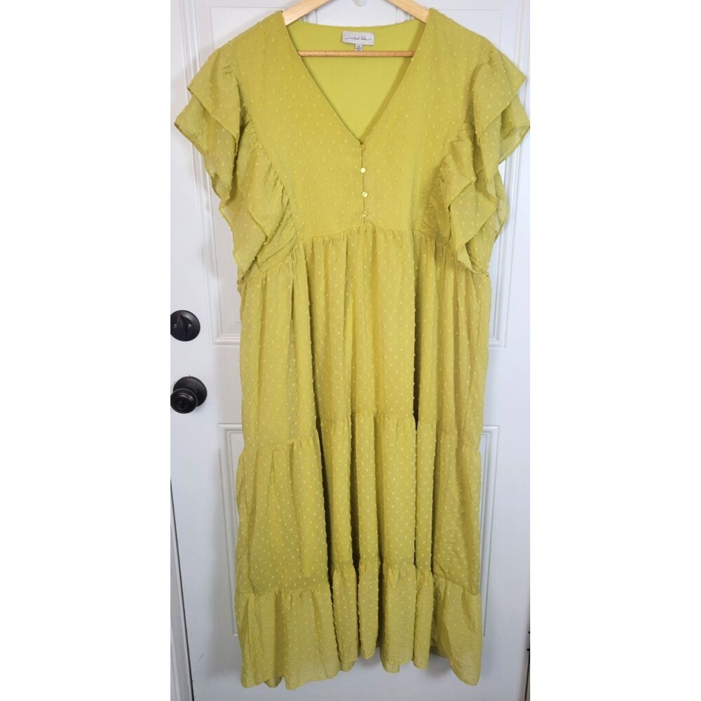 One Loved Babe Plus Size Tiered Maxi Dress Size XXL Swiss Dot Garden Party